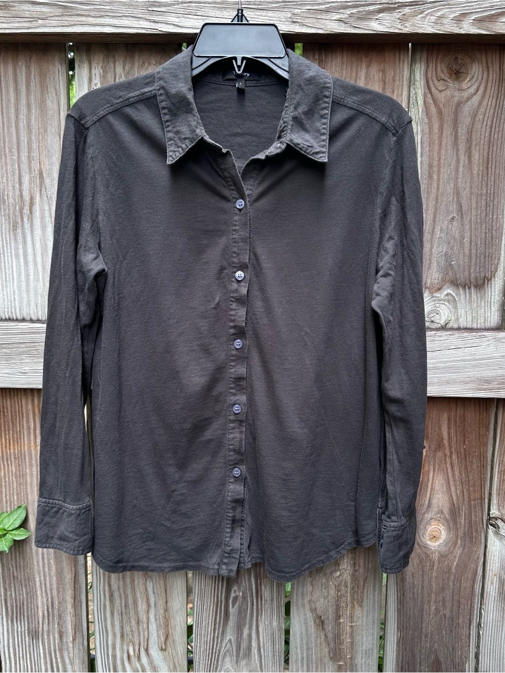 Theory Black Button-Down Shirt
